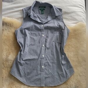 Ralph Lauren | Gingham Cotton Poplin Button Up Collared Vest